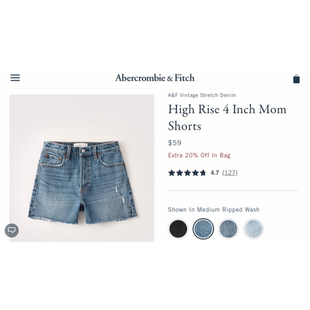Abercrombie high rise 4 inch mom shorts